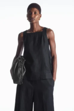 Damen COS Oberteile*TOP AUS LEINEN MIT BINDEDETAIL HINTEN
