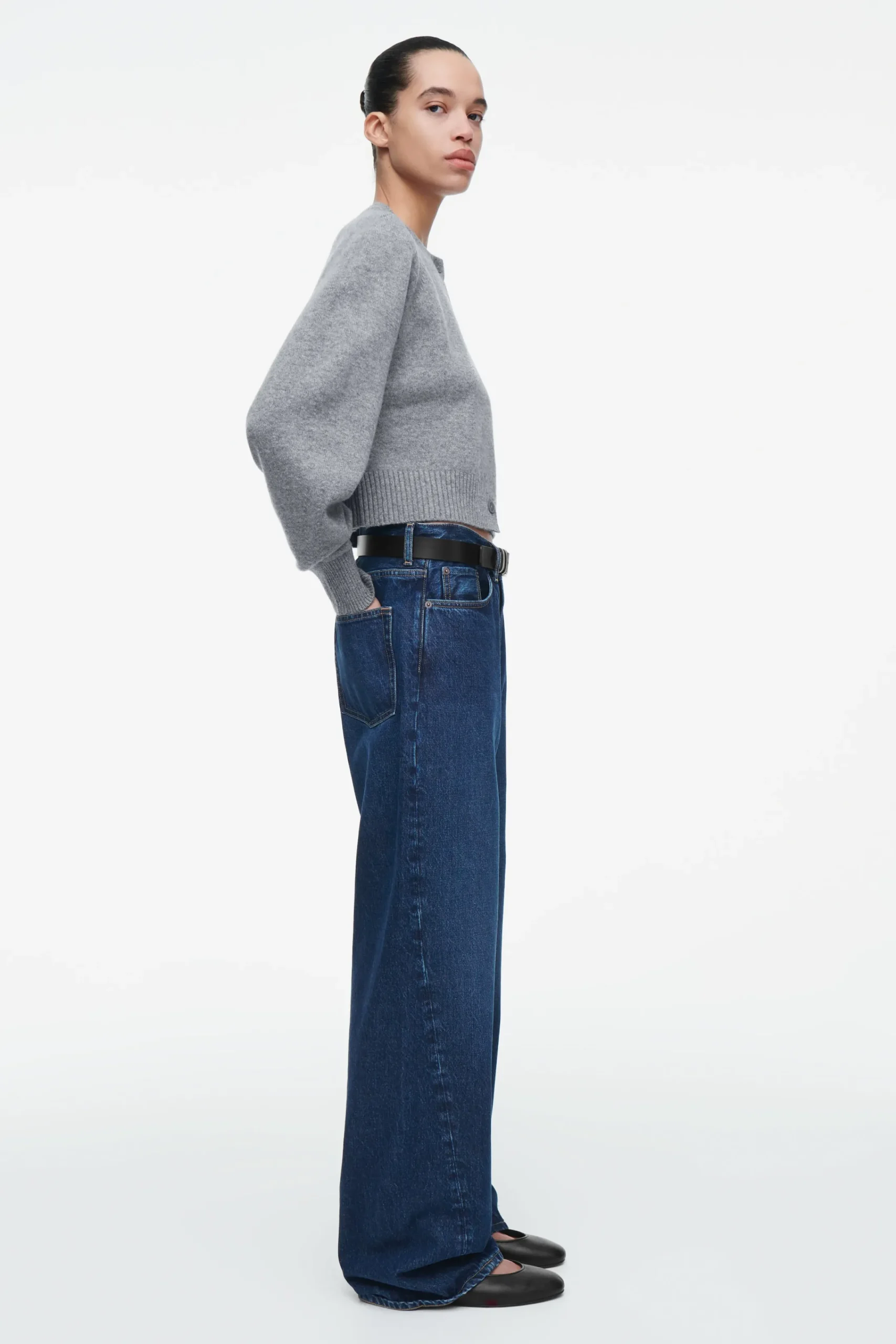 Damen COS Strickmode*VERKÜRZTE STRICKJACKE AUS WOLLE