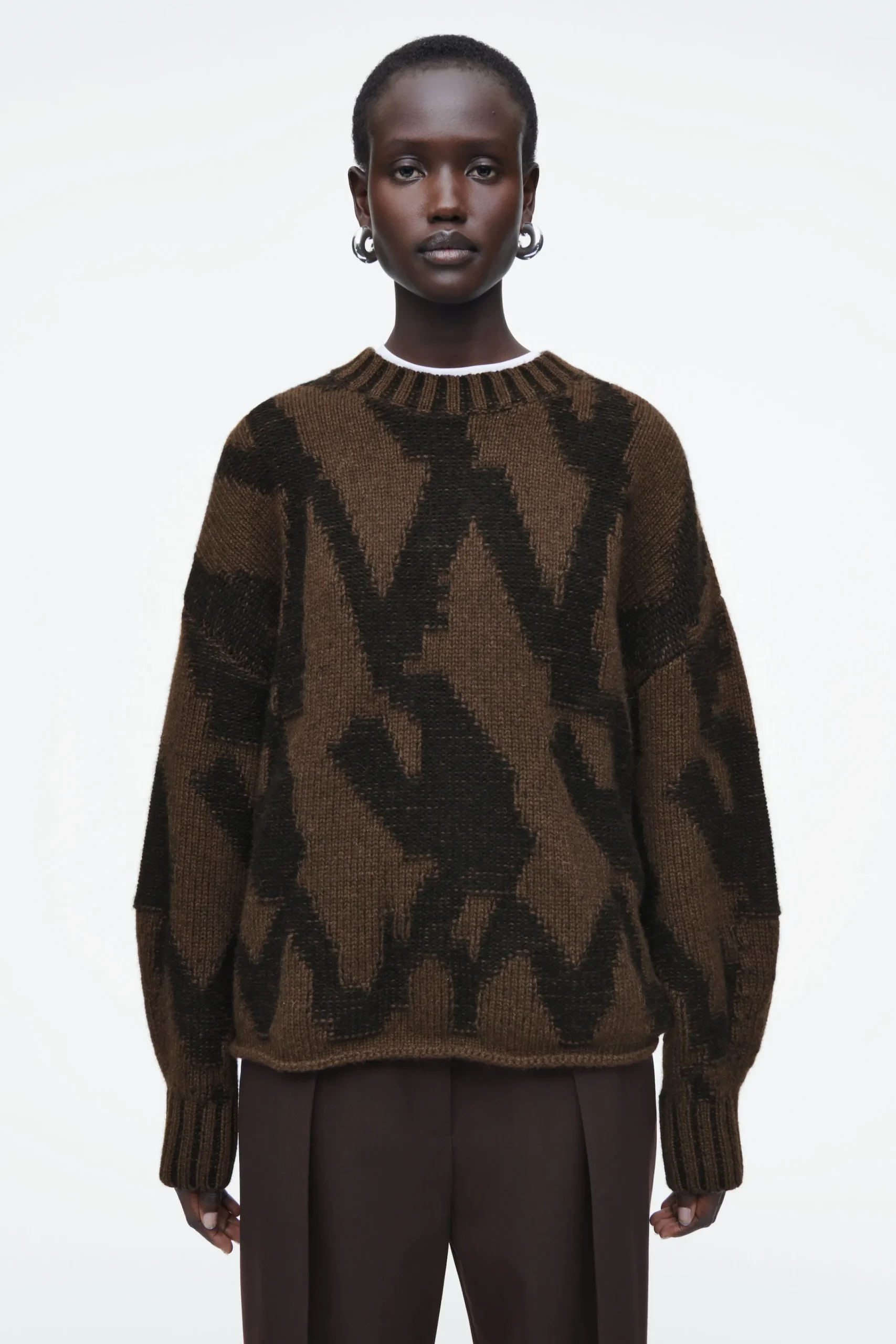 Damen COS Strickmode*WOLLJACQUARD-PULLOVER MIT ABSTRAKTEM MUSTER