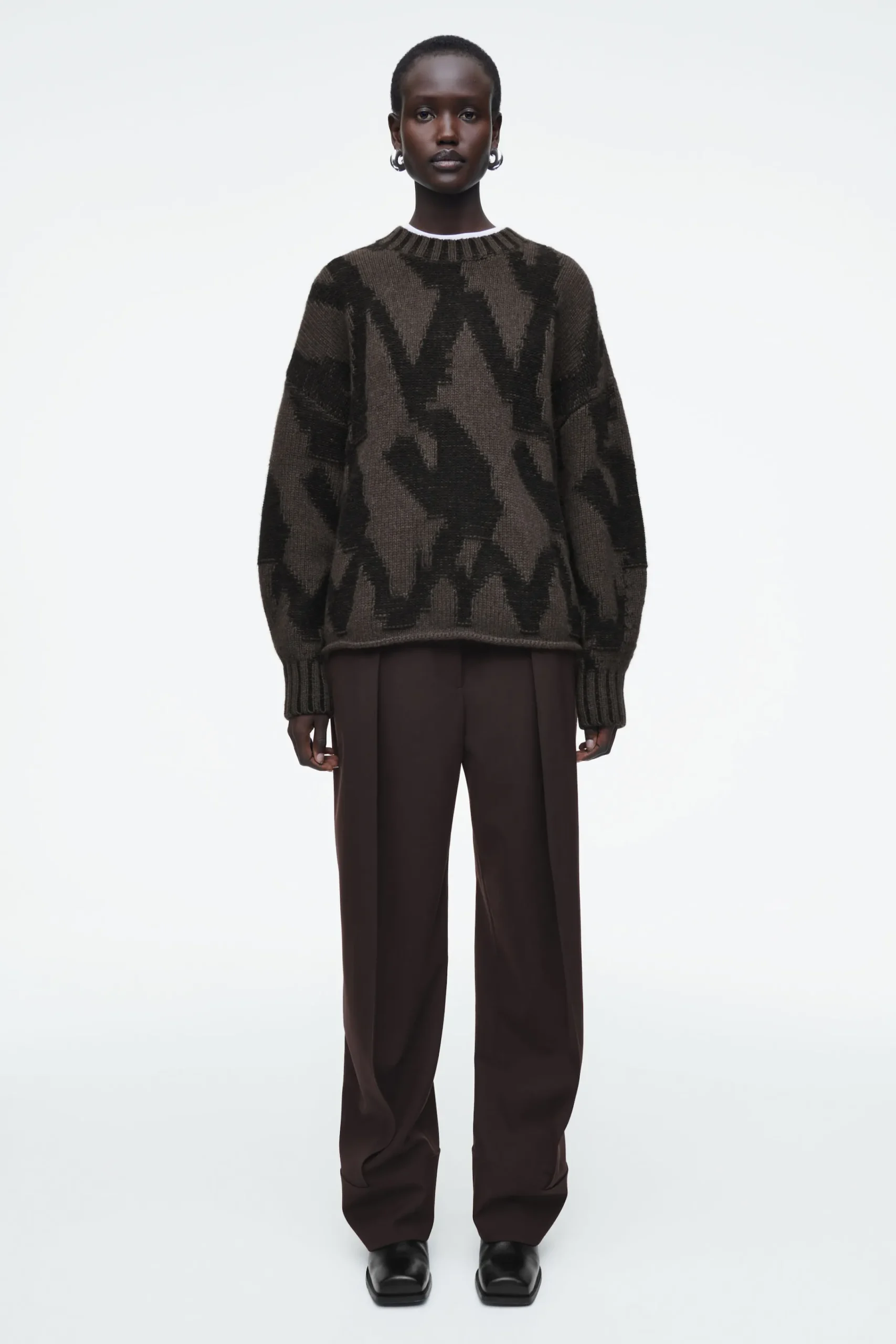 Damen COS Strickmode*WOLLJACQUARD-PULLOVER MIT ABSTRAKTEM MUSTER